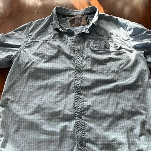 Mens Realtree light blue short sleeve button up shirt